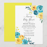 Douche de passage florale turquoise et jaune