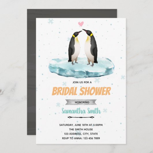 Invitation douche de pingouin (Devant / Derrière)