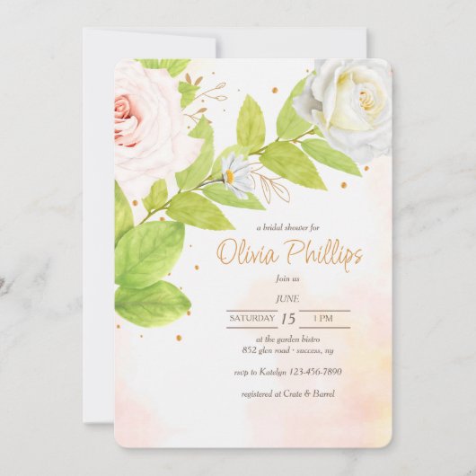 Invitation Douche de Roses en Fleurs (Devant)