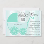 Invitation Douche de transport bébé Turquoise et gris (Devant)