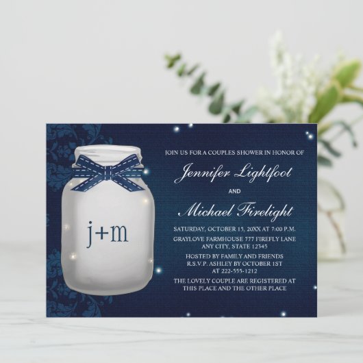 Invitation Douche décorée d'un monogramme de couples de pot (Debout devant)