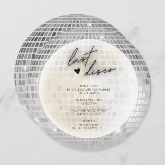 Invitation Douche dernière disco rétro (Devant / Derrière)