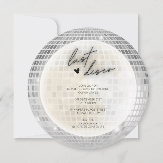 Invitation Douche dernière disco rétro (Devant)