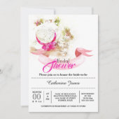 Invitation Douche d'été fleurie casquette toscane (Devant)