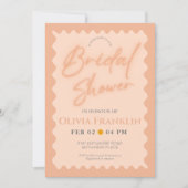 Invitation Douche d'été ondulée orange rétro (Devant)