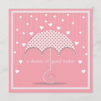 Invitation Douche d'invitation de baby shower rose de coeurs