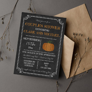 Invitation Douche du citrouille Halloween Orange Couple
