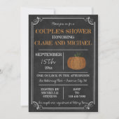 Invitation Douche du citrouille Halloween Orange Couple (Devant)