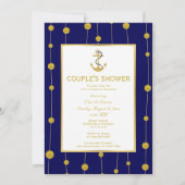 Invitation Douche du couple mariage nautique en feuille d'or (Devant)