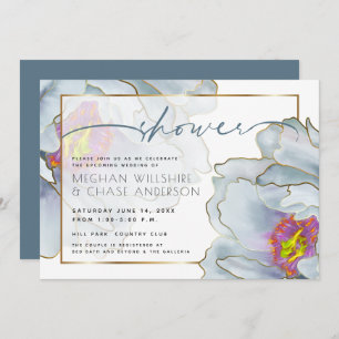 Invitation Douche Dusty Blue et Lilac Exotic Couple