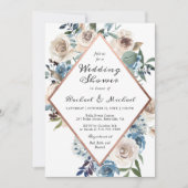 Invitation Douche Dusty Boho Floral Rose Gold Mariages Couple (Devant)