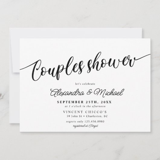 Invitation Douche Élégante pour Couples (Devant)