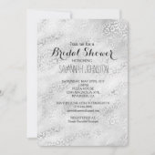 Invitation Douche Empreinte de léopard argentée (Devant)