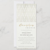 INVITATION DOUCHE EN ARGENT BLANC, ART DÉCO ET CHIC (Devant)