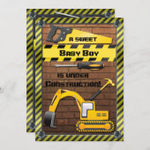 Invitation Douche en construction de bébé (Devant / Derrière)