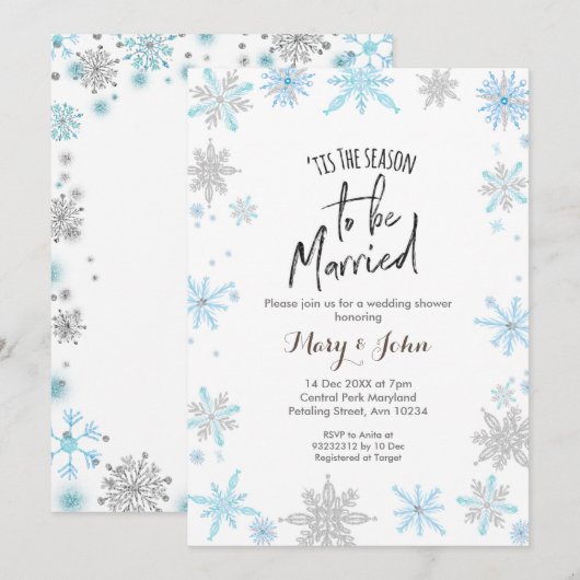 Invitation Douche en couple de vacances hivernales (Devant / Derrière)