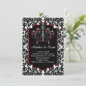 Invitation Douche en couple noir laqué damassé, lustre (Debout devant)