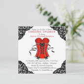 Invitation Douche en dentelle rouge et en dentelle noire (Debout devant)