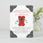 Invitation Douche en dentelle rouge et en dentelle noire (Debout devant)