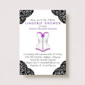 Invitation Douche en dentelle violette et en corse noire