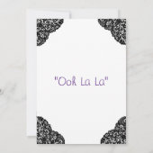 Invitation Douche en dentelle violette et en corse noire (Dos)