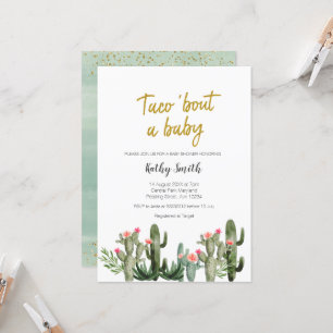 Invitation Douche en duplex Floral Cactus Watercolor
