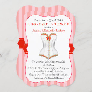 Invitation Douche en lingerie en corse rouge et blanc