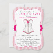 Invitation Douche en lingerie rose et blanc (Devant)