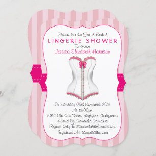 Invitation Douche en lingerie rose et blanc