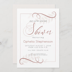 Invitation Douche épice moderne Brown et crème pâle Feuilles