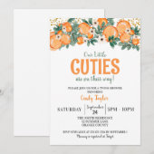 Invitation Douche été Twins, Baby shower Citrus orange (Devant / Derrière)