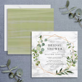 Invitation Douche Eucalyptus carré en marbre géométrique en c