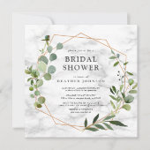 Invitation Douche Eucalyptus carré en marbre géométrique en c (Devant)