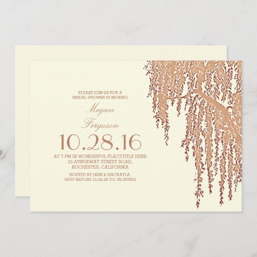 Invitation Douche extérieure élégante de Willow Tree (Devant / Derrière)