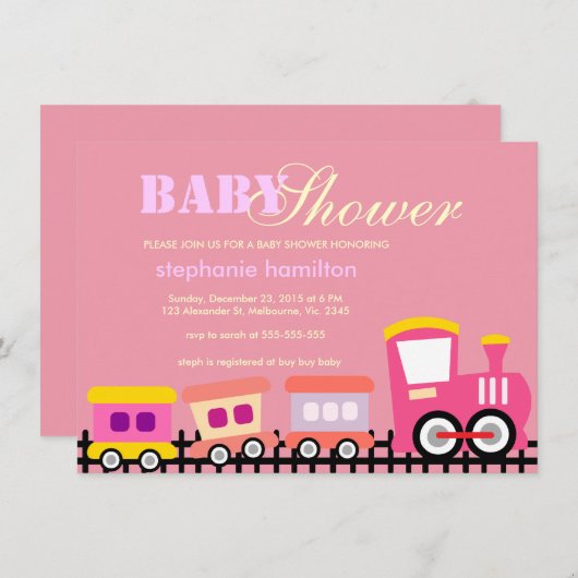 Invitation Douche faite sur commande de bébé de train de (Devant / Derrière)
