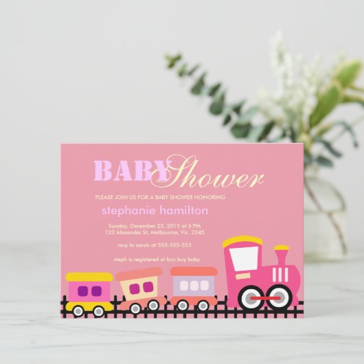 Invitation Douche faite sur commande de bébé de train de (Debout devant)