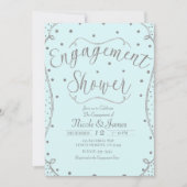 Invitation Douche Fiançailles bleu clair et argent (Devant)