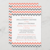 Invitation Douche Fiançailles moderne rose et gris Chevron (Devant / Derrière)