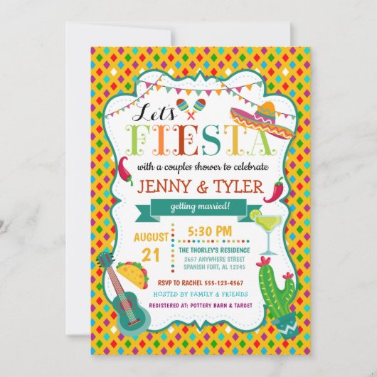 Invitation Douche Fiesta Couples (Devant)