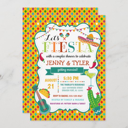 Invitation Douche Fiesta Couples (Devant / Derrière)