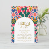 Invitation Douche Fiesta Florale Rose Mexicaine (Debout devant)