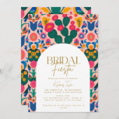 Invitation Douche Fiesta Florale Rose Mexicaine (Devant / Derrière)