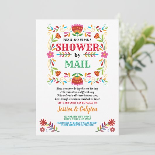 Invitation Douche Fiesta par mail douche longue distance (Debout devant)