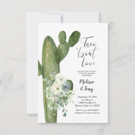 Invitation Douche Fiesta Taco mexicaine sur les couples amour (Devant)