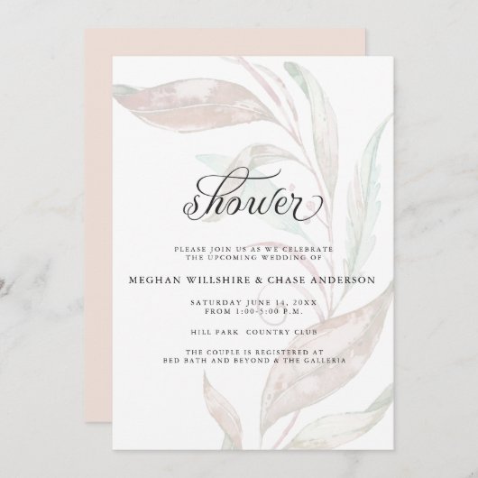 Invitation DOUCHE | Fissure de corail pâle couleur (Devant / Derrière)