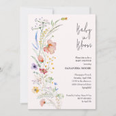 Invitation Douche fleur sauvage bébé fille (Devant)