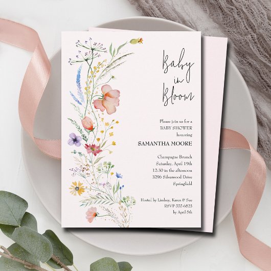 Invitation Douche fleur sauvage bébé fille