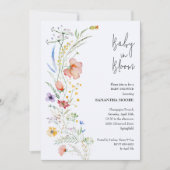 Invitation Douche fleur sauvage bébé garçon (Devant)