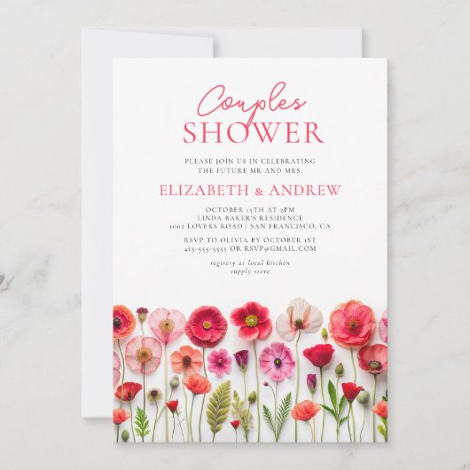 Invitation Douche fleur sauvage Couples (Devant)