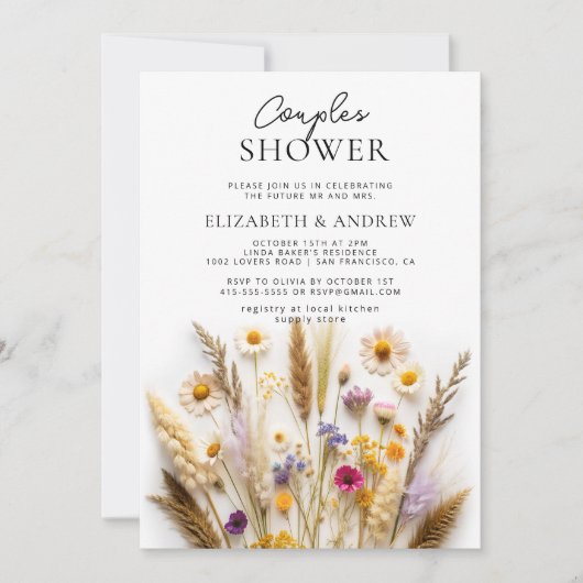 Invitation Douche fleur sauvage Couples (Devant)